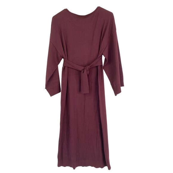 NWT Max Studio Wine Midi Kimono Sweater Dress S Wide Sleeve Belt RT10540 - Picture 7 of 7